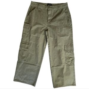 Asos Design Olive Green 100% Cotton Wide Leg Cargo Pants Size 10 Petite Nwot